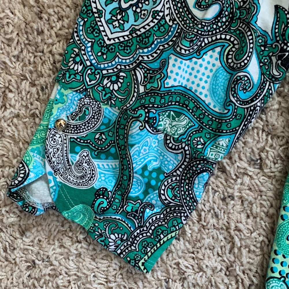 Chico's Vibrant Green Patterned Blouse - Picture 3 of 6